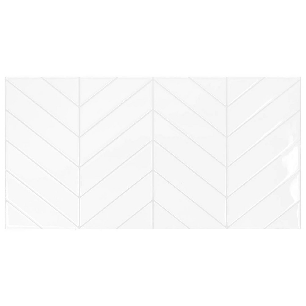 Photos - Wallpaper Smart Tiles 2pk Chevron XL Glossy Peel & Stick 3D Tile Paper Backsplash Wh