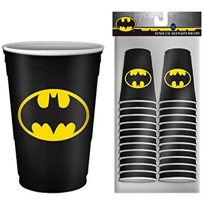 Silver Buffalo DC Comics Batman Logo 2oz Disposable Plastic Mini Cups | 20 Pack