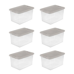 Sterilite Latching Hinged See-Through Plastic Stacking Storage Container Tote - 1 of 4