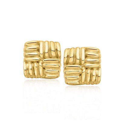 Ross-Simons Italian 18kt Gold Over Sterling Quilted Pattern Earrings