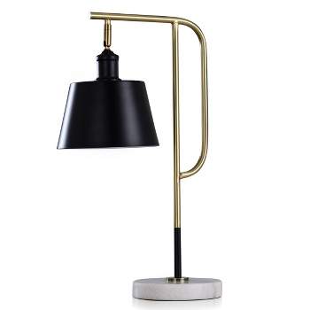 Gemma Contemporary Steel/Marble Base Desk Lamp with Shade Gold/Black - StyleCraft