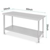Stainless Steel Work Table, 60x24x35 Inch Metal Trolley Heavy Duty Double Tier Workbench - 3 of 4