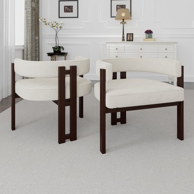 FONTOI Upholstered Accent Chairs Set of 2, Armchair Chair with Open Back&3 Legs for Living Room Bedroom Dining Room Kitchen, Beige,