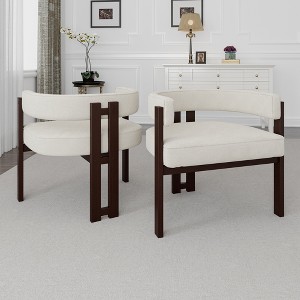 FONTOI Upholstered Accent Chairs Set of 2, Armchair Chair with Open Back&3 Legs for Living Room Bedroom Dining Room Kitchen, Beige, - 1 of 4