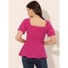 Allegra K Women's Sweetheart Neck Puff Ruffle Sleeve Elegant Peplum Top - 4 of 4