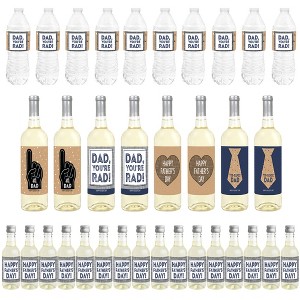 Big Dot of Happiness My Dad is Rad - Mini Wine Labels, Wine Labels & Water Bottle Labels - Father's Day Party Decorations - Beverage Bar Kit - 34 Pcs - 1 of 4