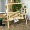 Resenkos 2-Seat Swing Chair With Stand, Carbonized, Outdoor Relaxation, Garden, Fir Wood， Carbonized - 3 of 4
