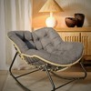 Outdoor Rocking Chair, Patio Egg Rocking Chair, Indoor Passant Chair, Rattan Wicker Lounge Chair, Modern Royal Chair for Bedroom, Living Room, Beige - 4 of 4