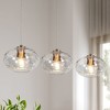 LNC Chrysaorican Modern  Luxury  Globe Pendant Lights, Gold with Globe Iridescent Glass,1 /3/5 Light,8.3in/31.5in/52.4in - 2 of 4