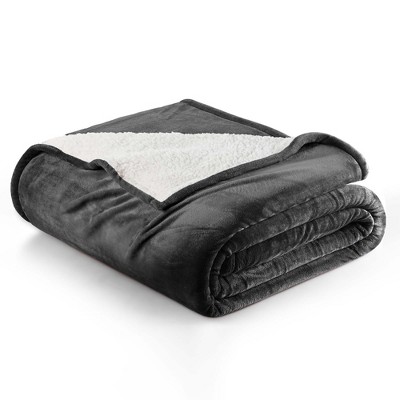 Velvet Plush Blanket with Faux Shearling Reverse - Great Bay Home.