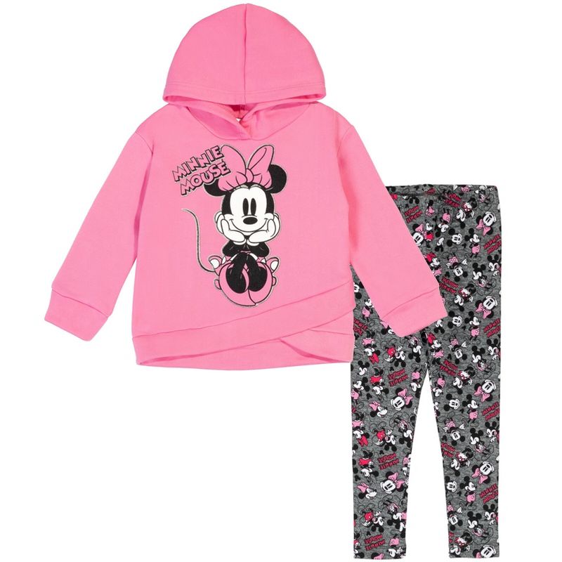 Disney Minnie Mouse Mickey Mouse Fleece Hoodie and Leggings Outfit Set Little Kid to Big Kid, 3 of 10