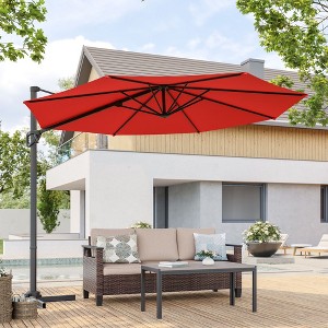 Sonkuki 10 FT Patio Cantilever Umbrella, Outdoor Round Offset Sturdy Umbrellas 360° Rotation - 1 of 4