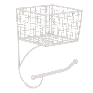 Design Imports Antique White Farmhouse Toilet Paper Holder - 1 of 4