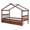 CAVINAS Twin/Full Size House Bed Frame with Drawers,Solid Wood Floor Bed for Kids Room,Bedroom - 4 of 4