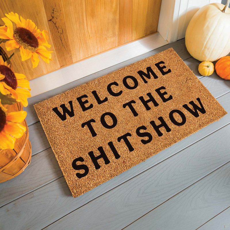 Evergreen 16 x 28 Inches Welcome to the Show Door Mat | Non-Slip Rubber Backing | Dirt catching Natural Coir | Indoor and Outdoor Home Decor, 2 of 7