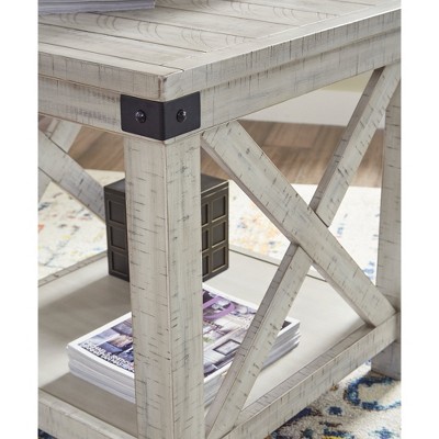Carynhurst Contemporary White Wood Rectangular End Table with Storage