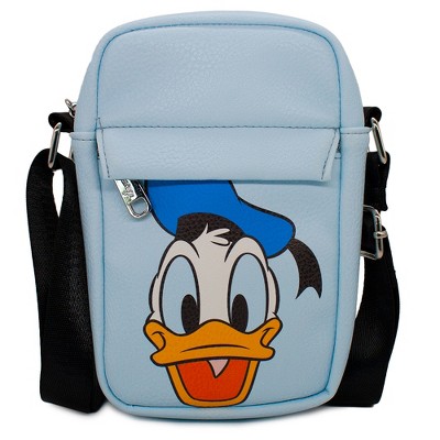 Disney Bag, Crossbody, Donald Duck Smiling Expression Close Up, Baby Blue, Vegan Leather