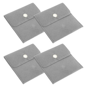 Unique Bargains Earrings Necklaces Rings Velvet Pouches Snap Button Portable Jewelry Storage Bag 4 Pcs - 1 of 4
