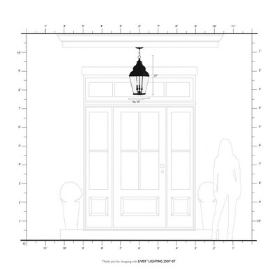 Exeter Bronze 3-Light Outdoor Pendant Lantern with Clear Glass