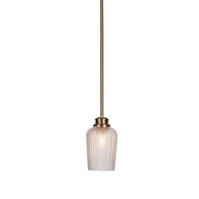Toltec Lighting Cordova 1 - Light Pendant in  New Aged Brass with 5" Clear Textured Shade