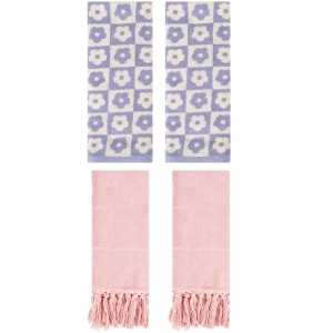 REGALWOVEN 4 Packs Cotton Soft Absorbent Decorative Bathroom Hand Towel 14" x 30" - 1 of 4