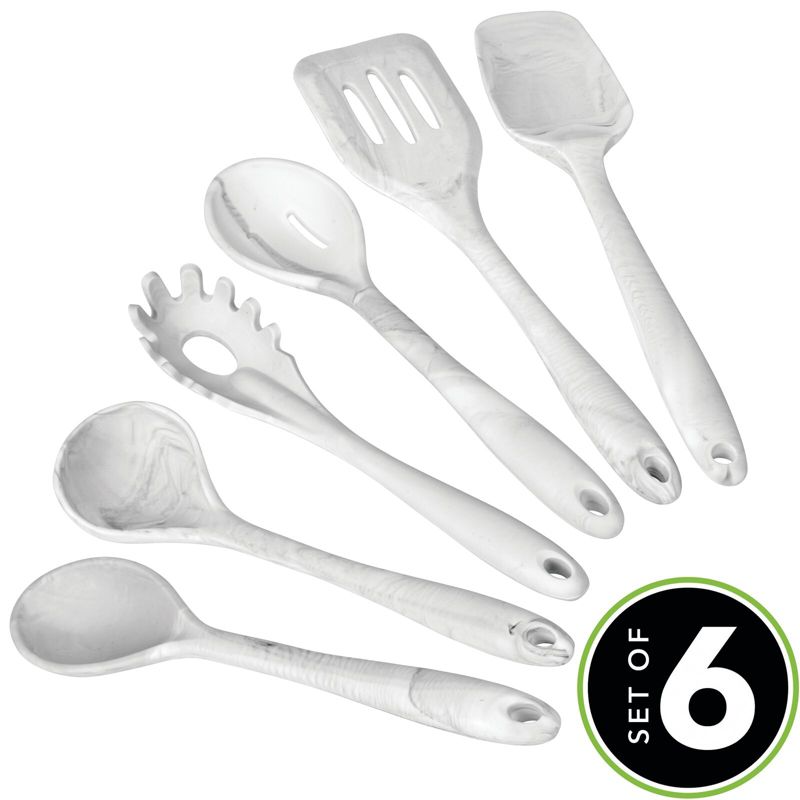 mDesign Silicone Kitchen Utensil Set - Large - Marble, 2 of 9