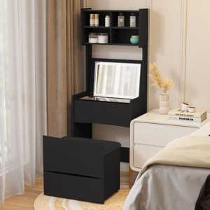 Dressing Table with Flip Top LED Illuminated Mirror, Vanity Table with Internal Storage Area and Removable Stool - The Pop Home - 1 of 4