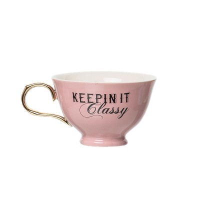 Totalee Gift Keepin It Classy Oversized Teacup Porcelain Pink 8.45 oz