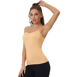 Allegra K Women's Built-in Bra Padded Adjustable Spaghetti Strap Sleeveless Camisoles - 1 of 4
