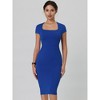 Hobemty Women's Work Square Neck Cap Sleeve Midi Sheath Pencil Dresses - 2 of 4