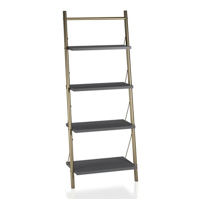 64.13" Nova 4 Shelf Ladder Bookcase Gray - CosmoLiving by Cosmopolitan