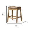 HomeRoots 26" Tan and Natural Faux Leather and Solid Wood Backless Counter Height Bar Chair - 3 of 4