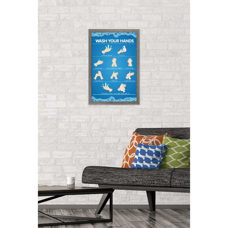 Trends International Wash Your Hands Framed Wall Poster Prints, 2 of 7