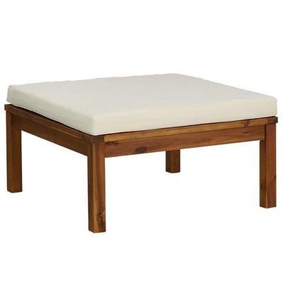 vidaXL Footrest Cream White, Wood Solid Acacia wood, fabric (100% polyester)
