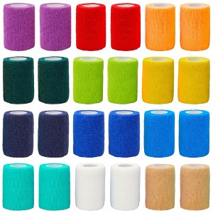 Juvale 24 Rolls Self Adhesive Stretch Bandage Wrap 3 Inch x 5 Yards, Cohesive Medical Tape for Vet, First Aid (12 Colors) - 1 of 4
