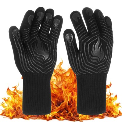 Unique Bargains Silicone Heat Resistant Grilling Gloves 1472°F High Temp Resistance 1 Set