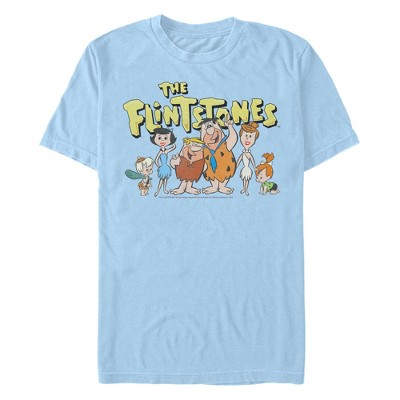 Men's The Flintstones Group Shot  T-Shirt - Light Blue - 2X Large