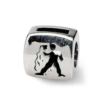 Black Bow Jewelry Sterling Silver Aquarius the Water Bearer Zodiac Bead Charm