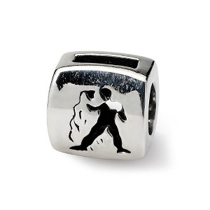 Black Bow Jewelry Sterling Silver Aquarius the Water Bearer Zodiac Bead Charm - 1 of 3