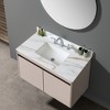 KWPZQEB Marble Vanity Top, with Undermount Rectangular Middle Sink and 4" Height Backsplash, 3 Predrilled Centerset, Carrara white with veins - 4 of 4