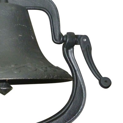 Large Black Cast Iron Farm Bell with Mounting Frame