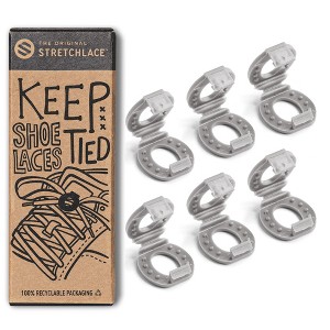 The Original Stretchlace Shoelace Knot Clips – Grey Shoe Lace Bow Holder Accessory (3 Pair) - 1 of 4