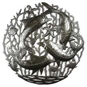 Slickblue Eye-Catching 24" Pod of Dolphins Wall Art, Lacquered Steel for Coastal Home Decor - 1 of 3