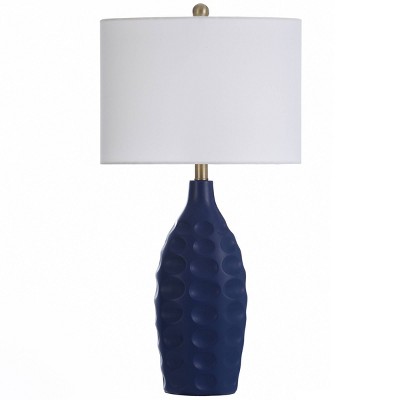 Large Round Transitional Dimpled Moulded Table Lamp Blue - StyleCraft