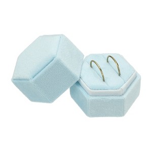 Unique Bargains Velvet Vintage Ring Display 2 Slot Hexagon Jewelry Storage Box - 1 of 4