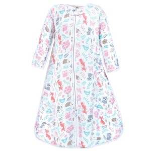 Hudson Baby Infant Girls Long Sleeve Muslin Sleeping Bag, Wearable Blanket, Sleep Sack, Woodland Fox - 1 of 2