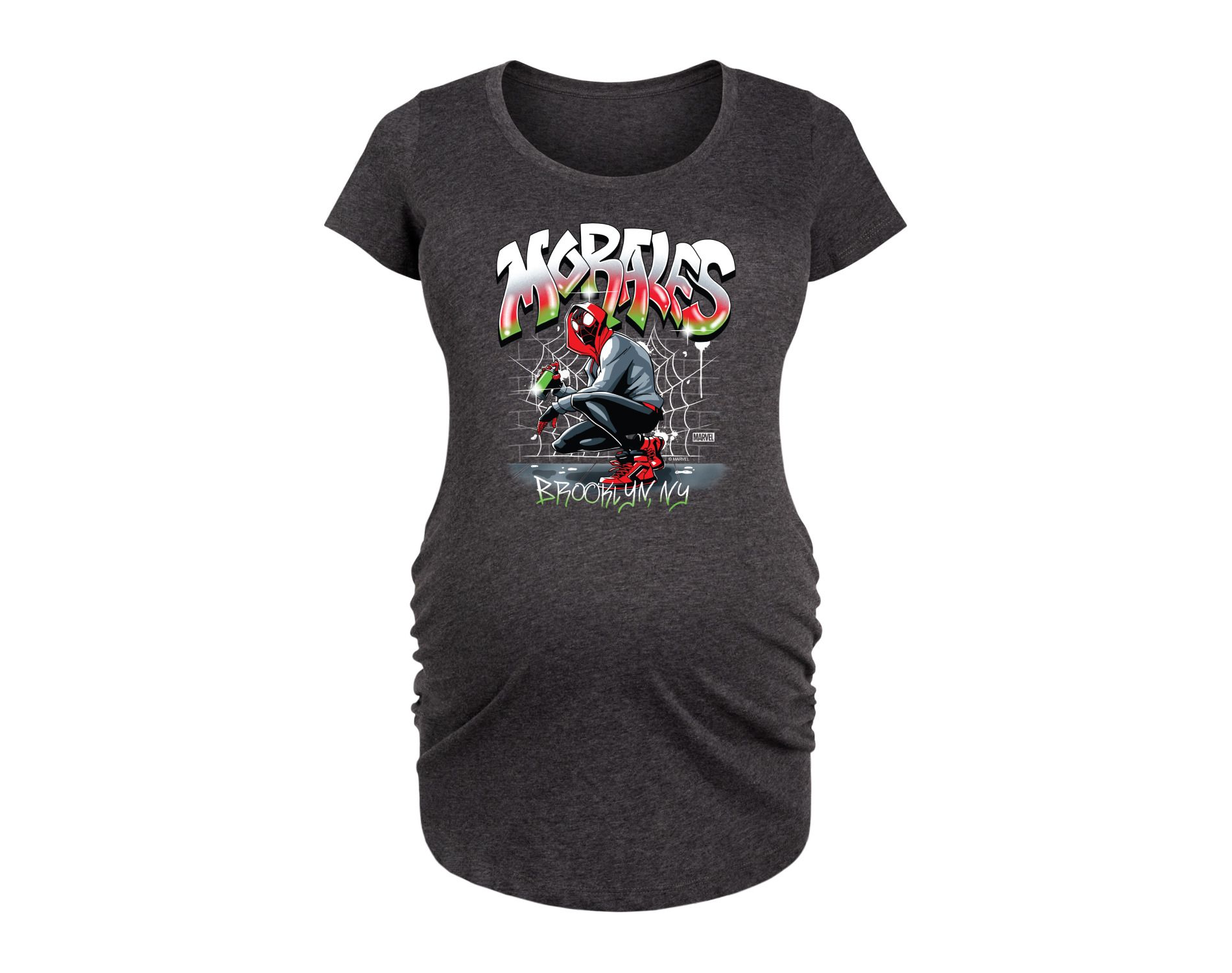 Women's Marvel Spider-man Miles Morales Spray Paint  - Heather Charcoal - Medium