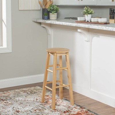 PJ Wood 29-Inch Tall Natural Backless Bar Stools, Set of 2