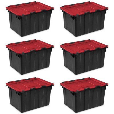 Sterilite 12 Gallon/45 Liter Hinged Lid Industrial Tote (6 Pack) | 14619006