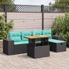 vidaXL 6 Piece Patio Sofa Set with Cushions Brown Poly Rattan Acacia - 2 of 4
